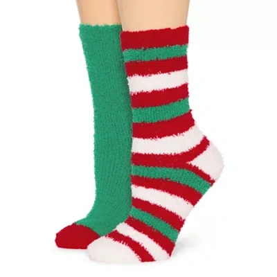 Mixit Cozy Womens 2 Pair Crew Socks In Red