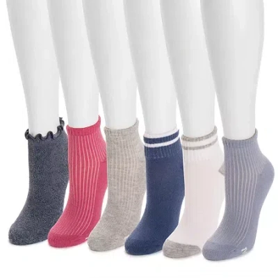 Muk Luks Mini Womens 6 Pair Crew Socks In Gray