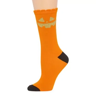 Mixit Halloween Womens 1 Pair Crew Socks In Orange