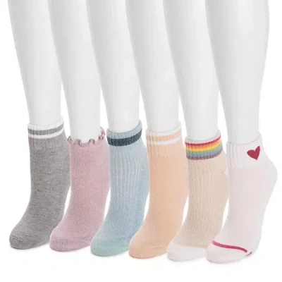 Muk Luks Mini Womens 6 Pair Crew Socks In Pink