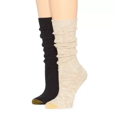 Gold Toe Slouch Womens 2 Pair Crew Socks In Sand