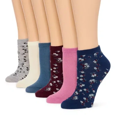 Mixit Waffle Womens 6 Pair Low Cut Socks In Blue
