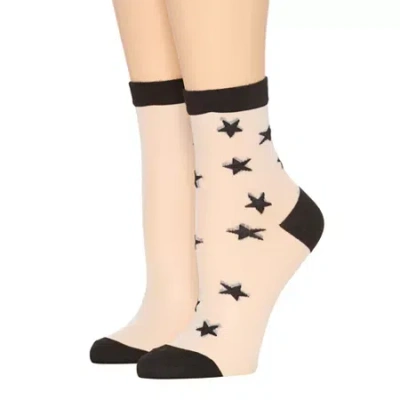 Arizona Sheer Womens 2 Pair Quarter Ankle Socks In Black