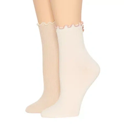 Arizona Lettuce Edge Backseam Bow Womens 2 Pair Quarter Ankle Socks In Neutral