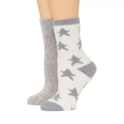 Mixit Cozy Chenille Womens 2 Pair Crew Socks In Gray