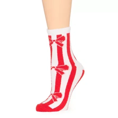 Mixit Holiday Cozy Womens 1 Pair Crew Socks In White