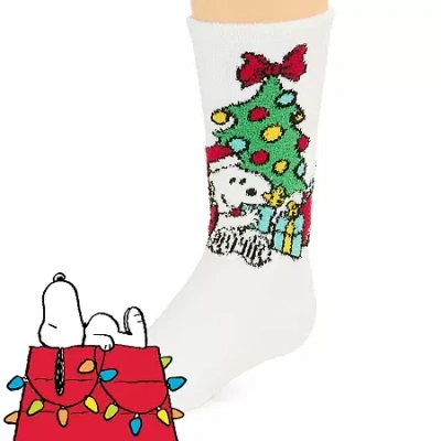 Peanuts Little & Big Kid Unisex 1 Pair Big Kids  Snoopy Crew Socks In Multi