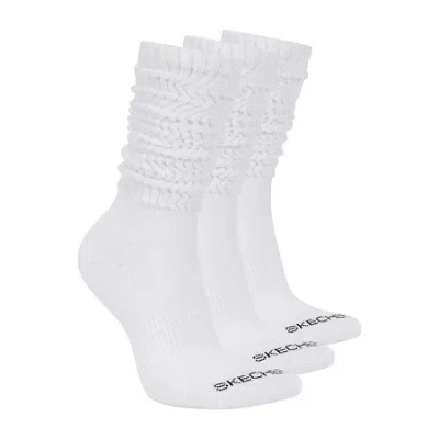 Skechers Active Slouch Womens 3 Pair Crew Socks In White