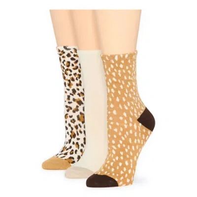 Gold Toe Womens 3 Pair Crew Socks In Sand
