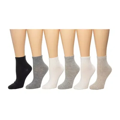 Cuddl Duds Womens 6 Pair Quarter Ankle Socks In Sand