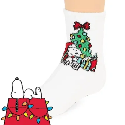 Peanuts Unisex 1 Pair Toddler  Snoopy Crew Socks In White
