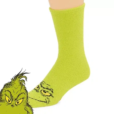 Dr. Seuss Unisex Adult 1 Pair Grinch Crew Socks In Green