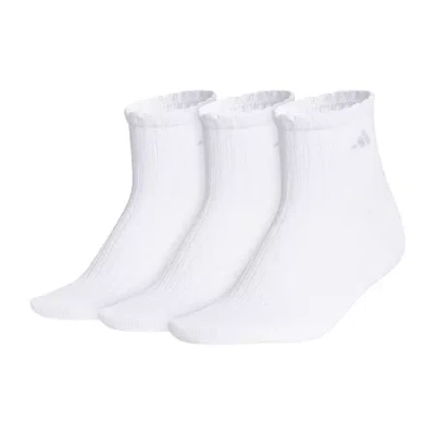 Adidas Originals Scallop Edge Womens Multi-pack 3 Pair Quarter Ankle Socks In White