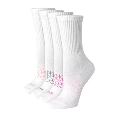 Hanes Absolute Active Heel Tab Womens 5 Pair Crew Socks In White