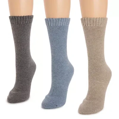 Muk Luks Womens Multi-pack 3 Pair Boot Socks In Blue