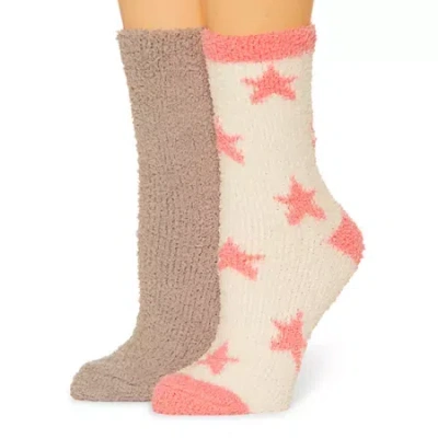 Mixit Cozy Womens 2 Pair Crew Socks In Pink