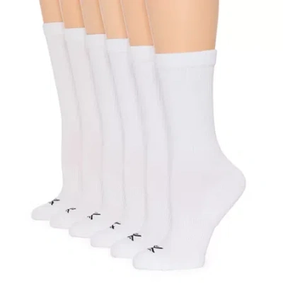 Xersion Essential Performance Womens 6 Pair Crew Socks In White