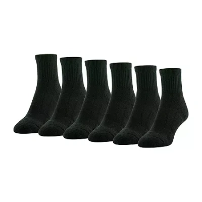 Gold Toe Sport Cushion Womens Multi-pack 6 Pair Quarter Ankle Socks In Black
