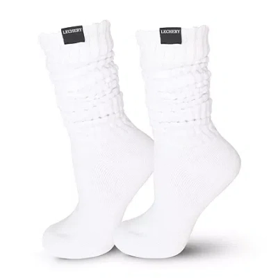 Lechery Scrunch Over The Calf Unisex Adult 1 Pair Crew Socks In White