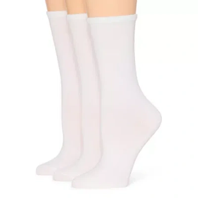 Mixit Everyday Essential Womens 3 Pair Crew Socks In White