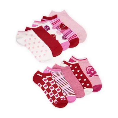 Muk Luks Womens Multi-pack 10 Pair Low Cut Socks In Red