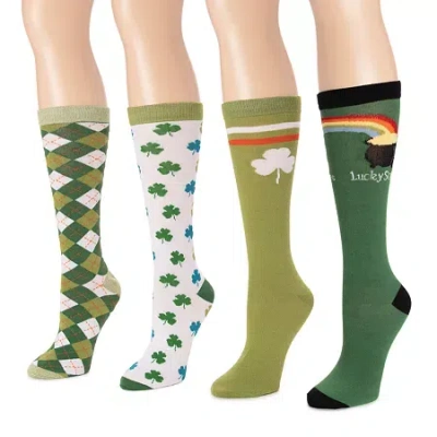 Muk Luks Womens Multi-pack 4 Pair Over The Calf Socks In Multi