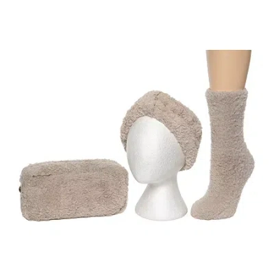 Bearpaw Super Plush Gift Set Womens 3-pc. Crew Socks In Sand