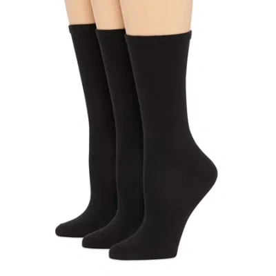 Mixit Everyday Essential Womens 3 Pair Crew Socks In Black