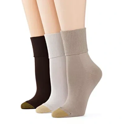 Gold Toe Ultra Soft Womens Multi-pack 3 Pair Turncuff Socks In Neutral