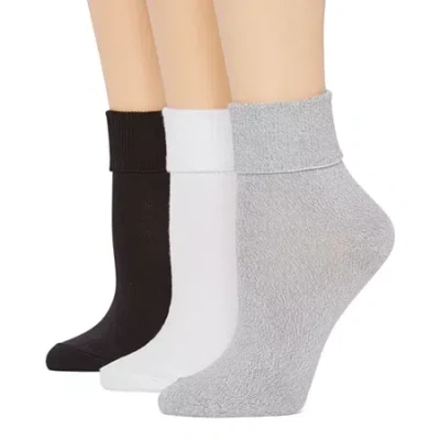 Mixit Womens 3 Pair Turncuff Socks In Multi