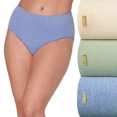 Bali Cotton Collection 3-pack Light Tummy Support Brief Panties Underwear Dfleb3 In Blue