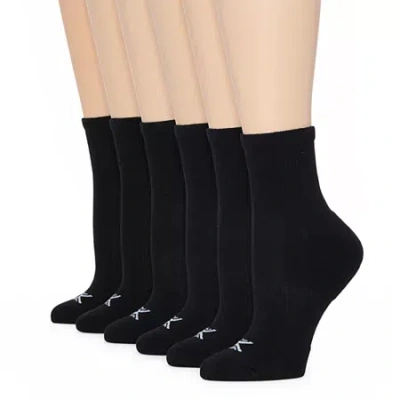 Xersion Essential Performance Womens Breathable 6 Pair Quarter Ankle Socks In Black