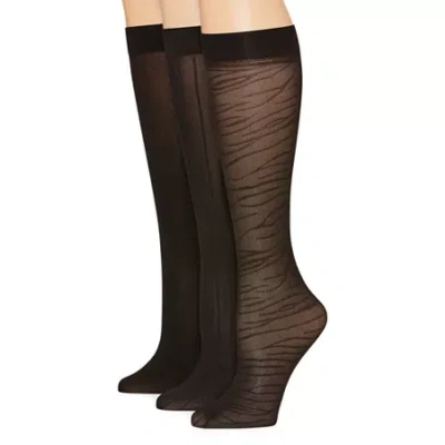 Mixit Womens 3 Pair Plus Tall Trouser Socks In Black