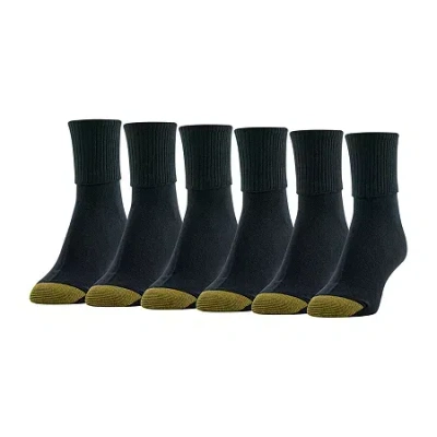 Gold Toe Womens 6 Pair Plus Tall Turncuff Socks In Black
