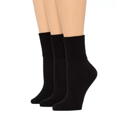 Mixit Everyday Essential Womens 3 Pair Turncuff Socks In Black