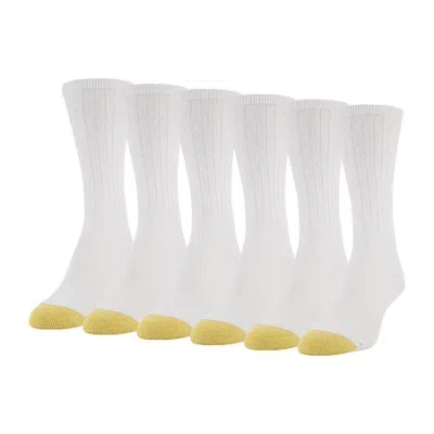 Gold Toe Ribbed Womens 6 Pair Crew Socks In White