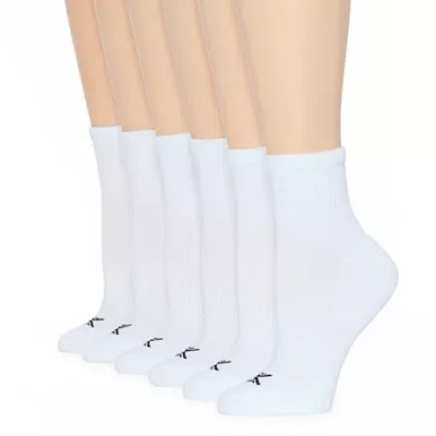 Xersion Essential Performance Womens Breathable 6 Pair Quarter Ankle Socks In White