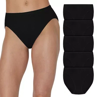 Hanes Ultimate 5-pack Pure Comfort High Cut Briefs Panties Underwear 43w5cs In Black
