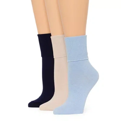 Mixit Everyday Essential Womens 3 Pair Turncuff Socks In Blue