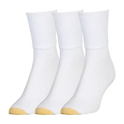 Gold Toe Casual Womens Multi-pack 3 Pair Turncuff Socks In White