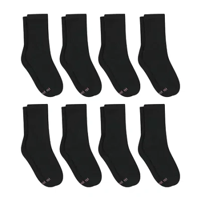 Hanes Cool Comfort Cushion Womens 8 Pair Crew Socks In Black