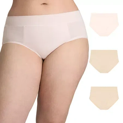 Playtex Cotton Stretch 3-pack Tummy Control Moisture-wicking Hipster Underwear Uscshs In Sand