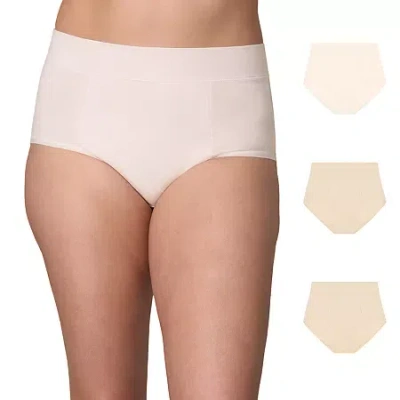 Playtex Cotton Stretch 3-pack Moisture Wicking Tummy Control Brief Underwear Uscsbf In Sand