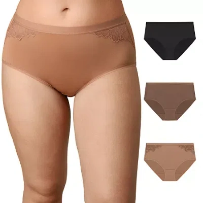 Playtex 3-pack Microfiber Full Coverage Hipster Underwear Us1001 In Brown