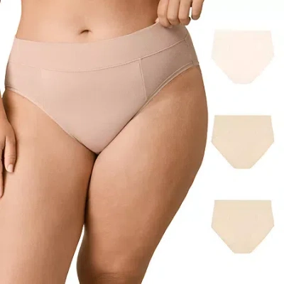 Playtex Cotton Stretch 3-pack Cool Comfort Tummy Control High Cut Briefs Underwear Uscshc In Neutral