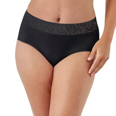 Bali Comfort Revloution Modern Seamless Lace Trim Brief Panty Dfmlbf In Black