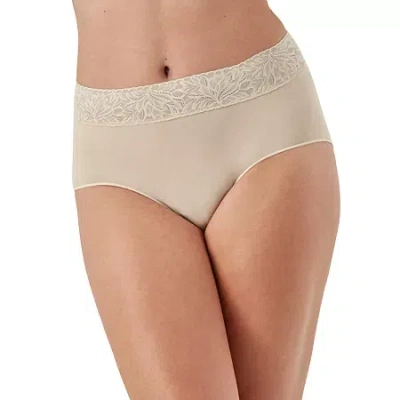 Bali Comfort Revloution Modern Seamless Lace Trim Brief Panty Dfmlbf In Sand