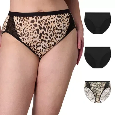 Playtex Cool Comfort 3-pack Microfiber High Cut Briefs Underwear Us1000 In Black