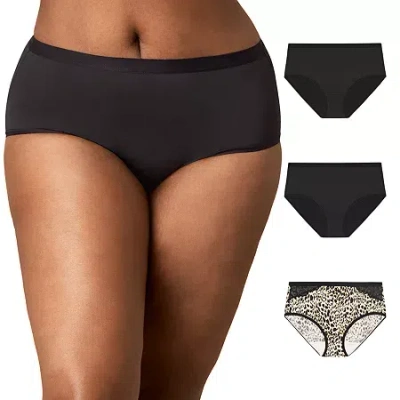 Playtex 3-pack Microfiber Full Coverage Hipster Underwear Us1001 In Black