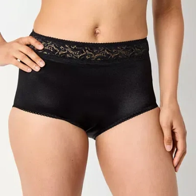 Underscore Rainbow Stretch Satin Lace Trim Control Briefs In Black